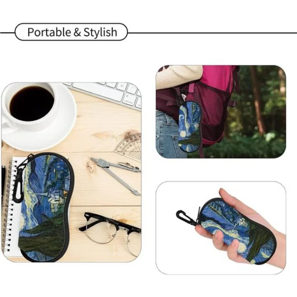 Sunglasses case portable neoprene zipper case  safety eyeglasses box with clip